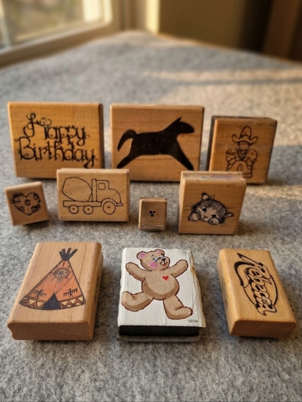 Vintage Retired Rubber Stamp Lot JRL Design Co-Motion Western Boho Cat